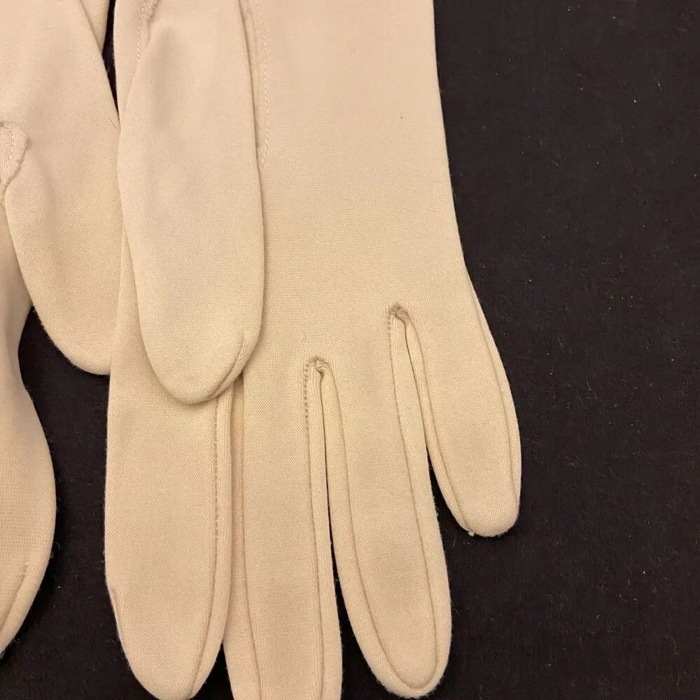 #6241 Vintage Womens Dress Long Opera Creme color Gloves Size S-M